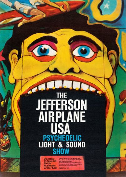 Jefferson Airplane Grober Saal Musichalle 1968 Concert Poster