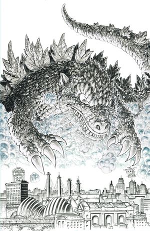 Godzilla Vs. America: Kansas City #nn (Variant RI 1:50 Moody & Williams II B&W Full Art)