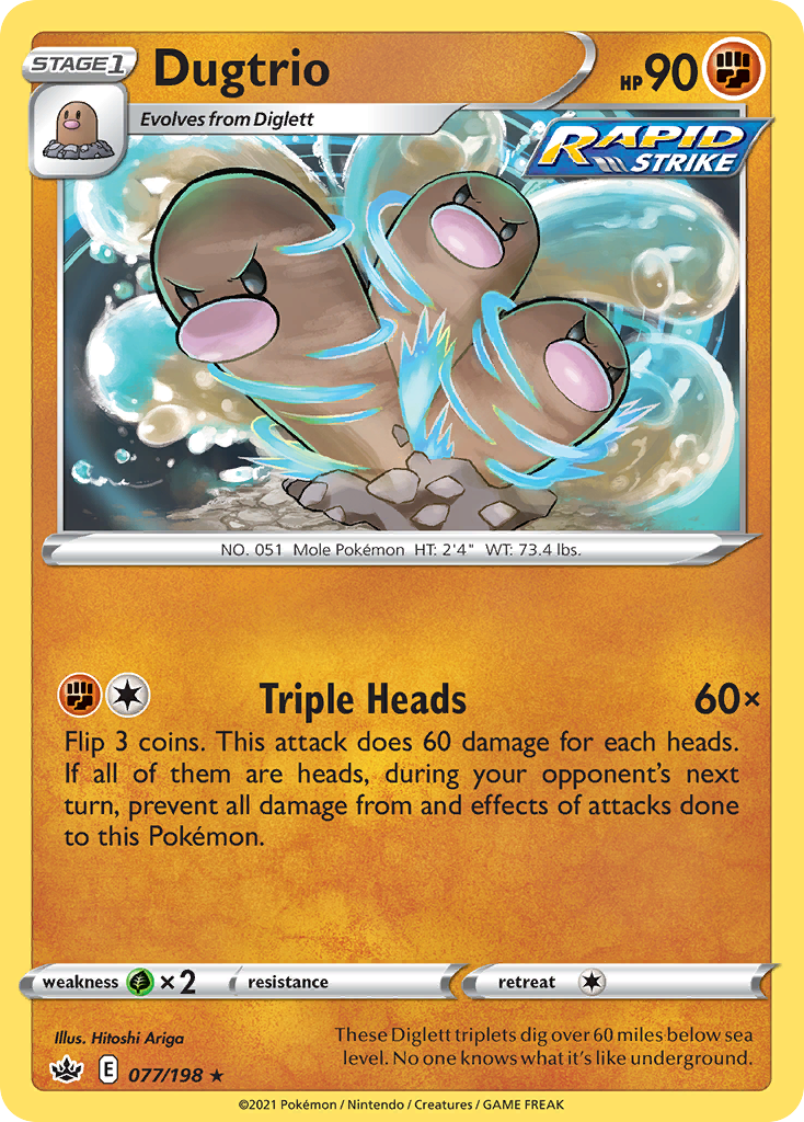 Dugtrio (77/198) - Chilling Reign Pokémon Card