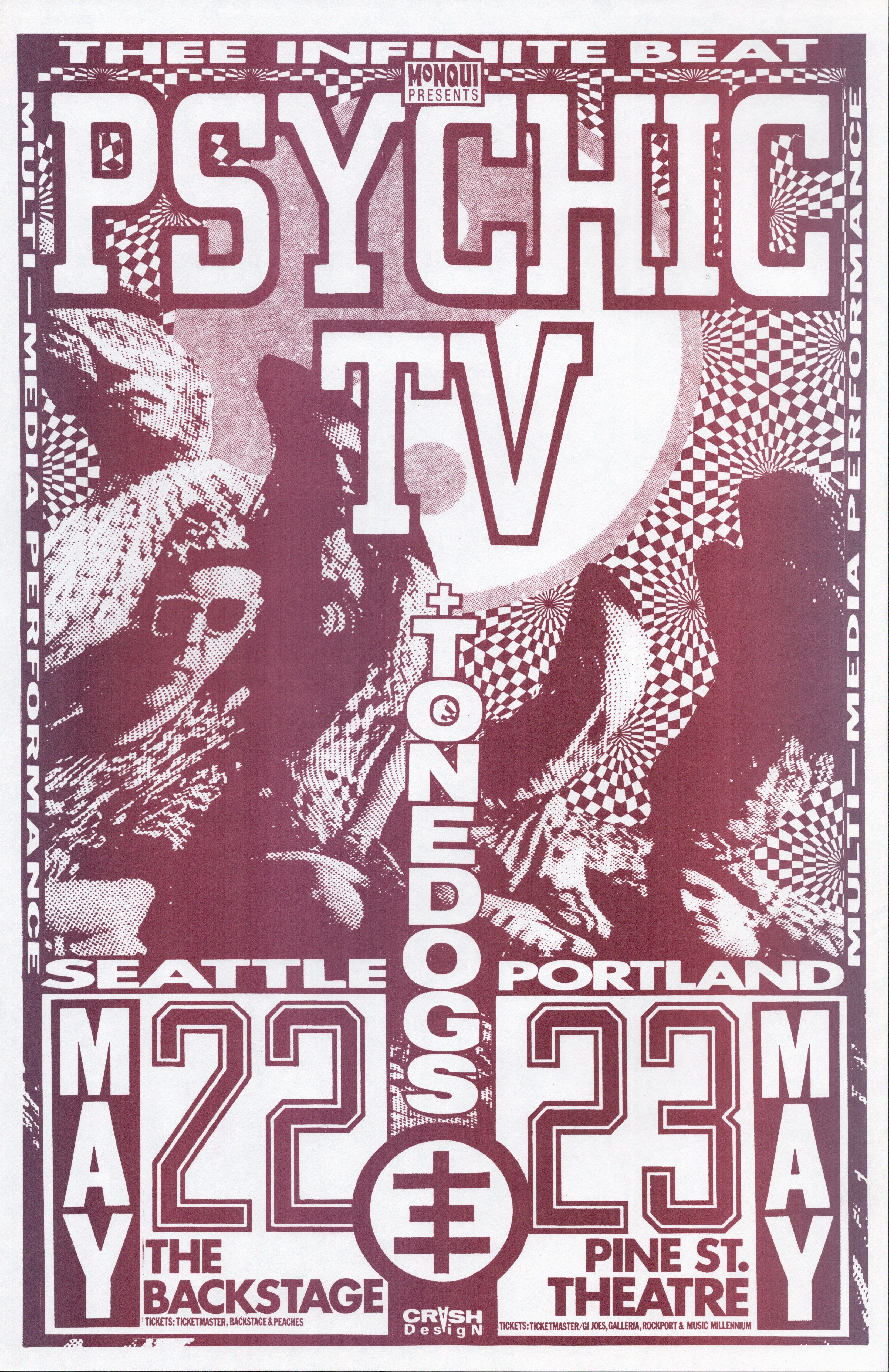 MXP-145.10 Psychic TV Backstage MAROON 1990 Concert Poster