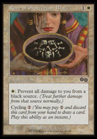 Rune of Protection: Black (Urza's Saga) Trading Card