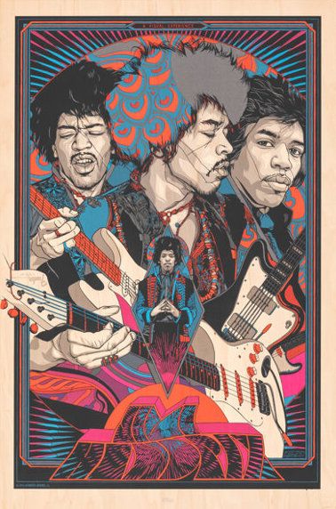 Jimi Hendrix Screen Print 2014 WOOD VARIANT Concert Poster