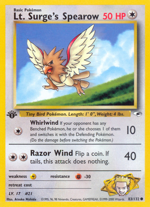 Lt. Surge's Spearow (83/132) - Gym Heroes (1st Edition)