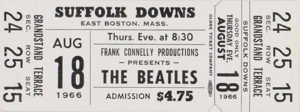 The Beatles Suffolk Downs Unused Ticket 1966 Concert Poster
