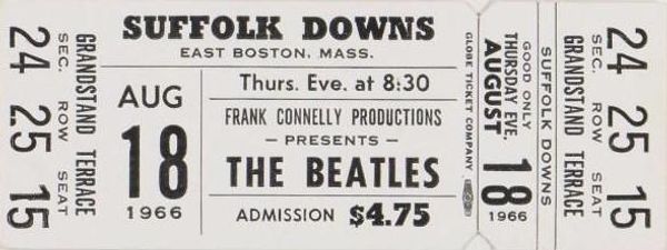 The Beatles Suffolk Downs Unused Ticket 1966