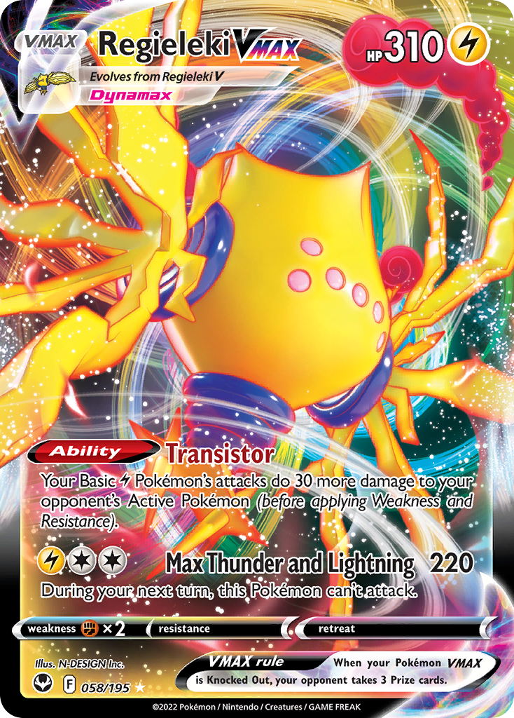 Regieleki VMAX (58/195) - Silver Tempest Pokémon Card