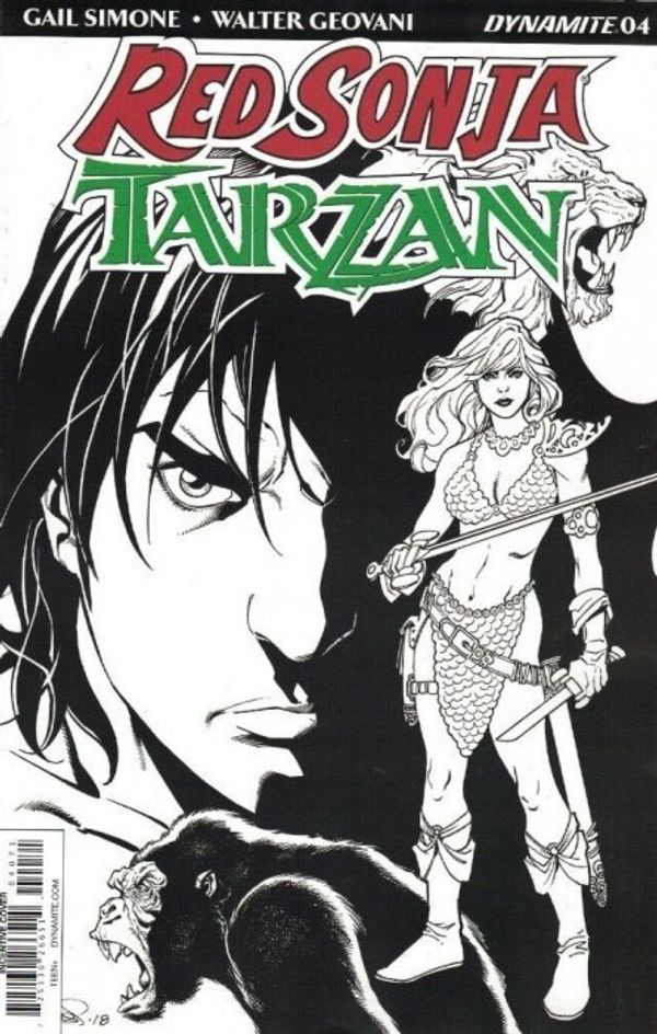 Red Sonja/Tarzan #4 (Cover G 30 Copy Lopresti B&w I)
