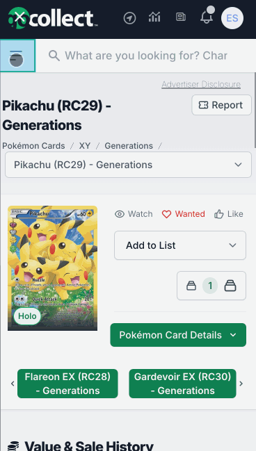 Track values screen