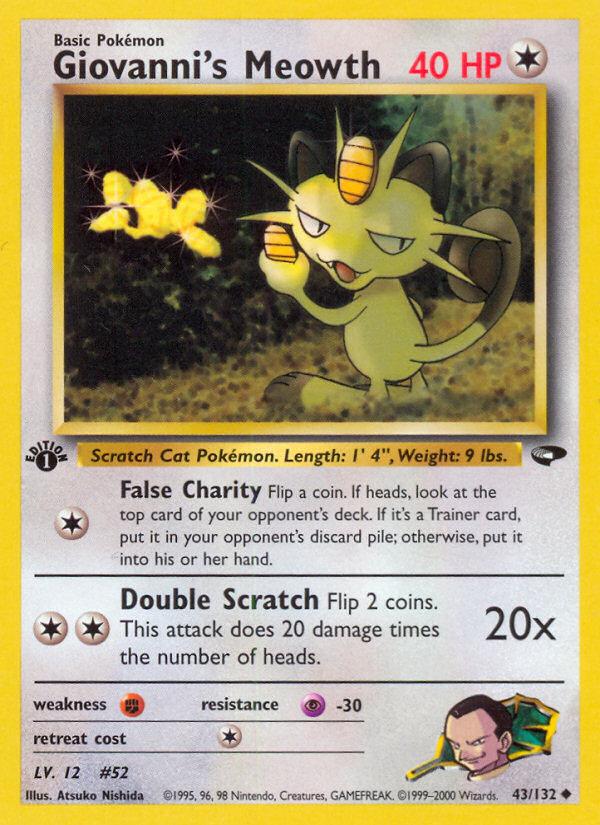 Giovanni's Meowth (43/132) - Gym Challenge (1st Edition) Pokémon Card