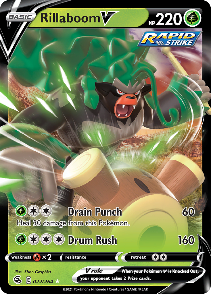 Rillaboom V (22/264) - Fusion Strike Pokémon Card