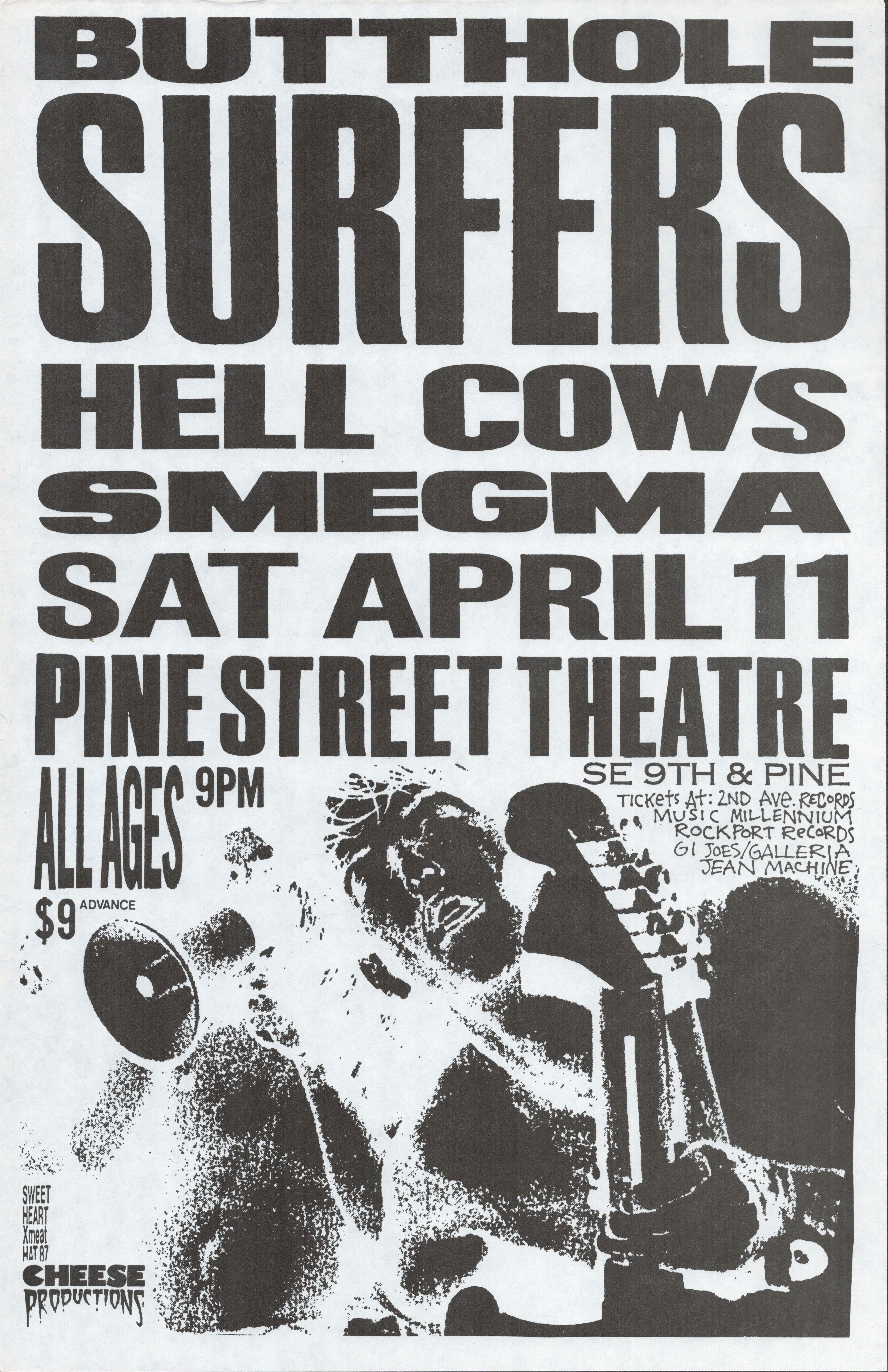 Butthole Surfers Pine Street Theatre 1987 Concert Poster