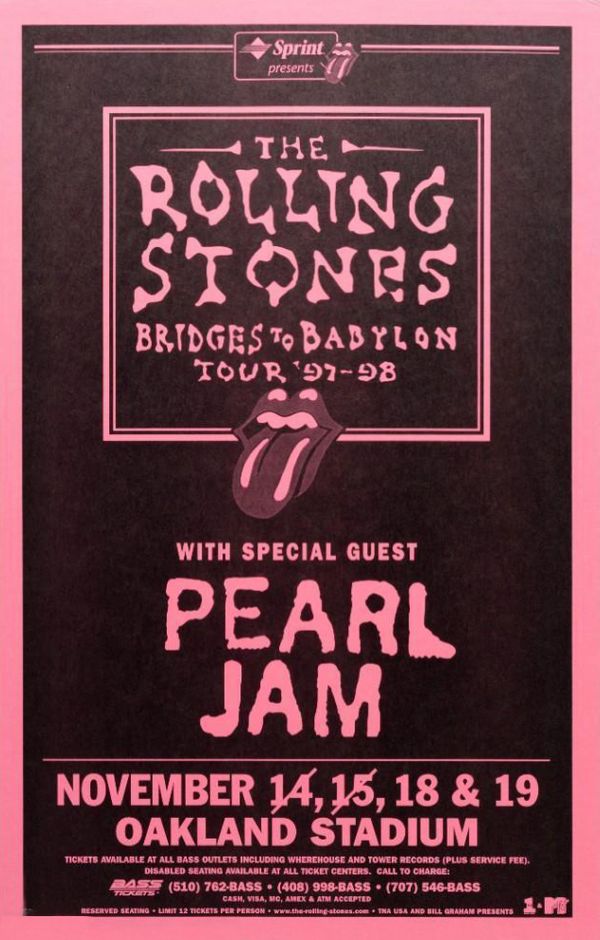 Rolling Stones & Pearl Jam Oakland Stadium 1997