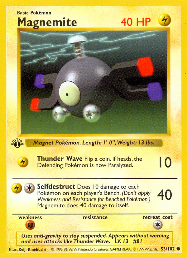 Magnemite (53/102) - Base (1st Edition) Pokémon Card