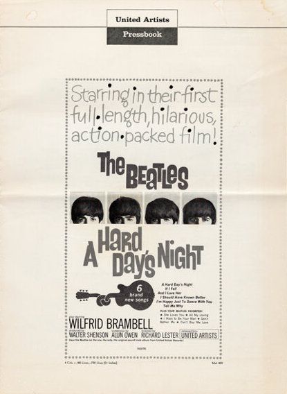 The Beatles A Hard Day's Night Pressbook 1964 Concert Poster