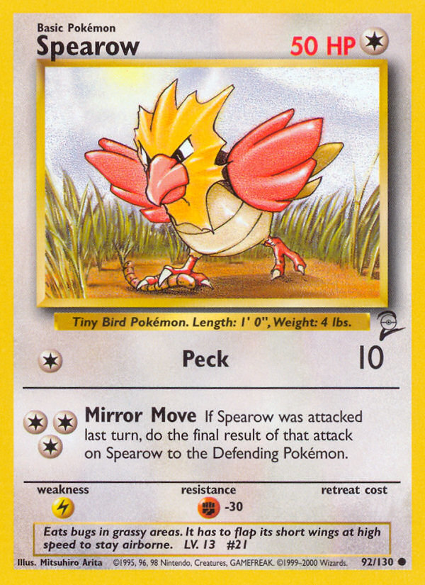 Spearow (92/130) - Base Set 2 Pokémon Card