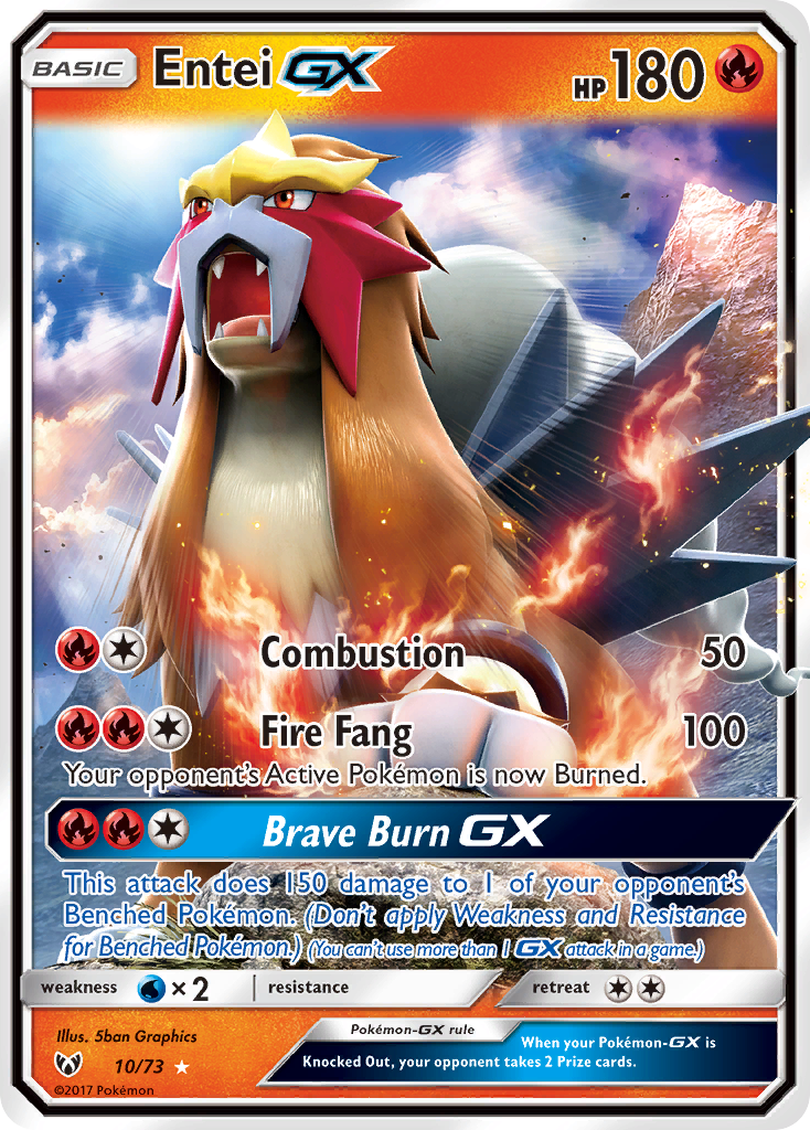 Entei GX (10/73) - Shining Legends Pokémon Card