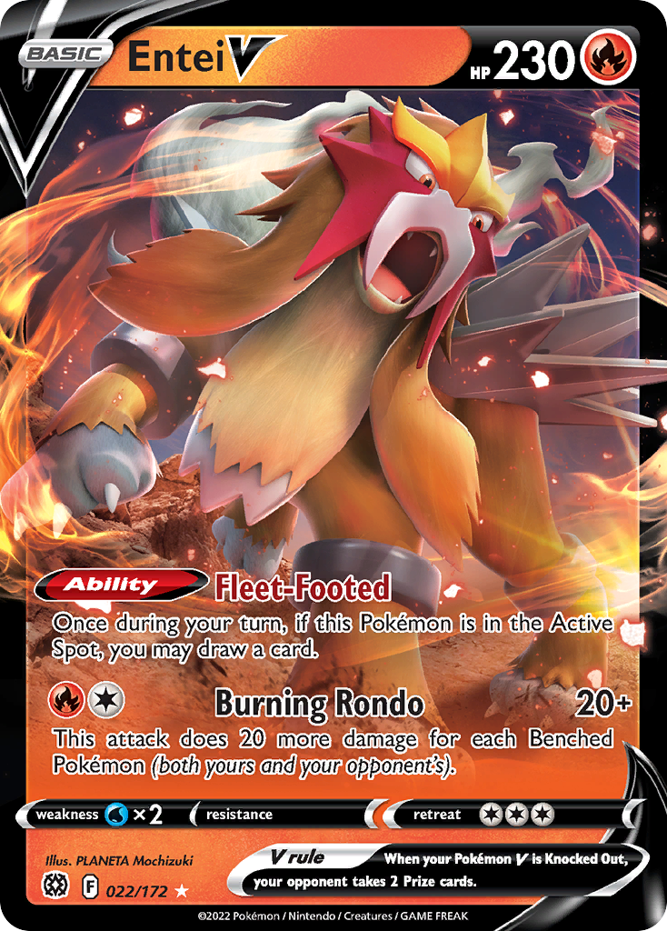 Entei V (22/172) - Brilliant Stars Pokémon Card