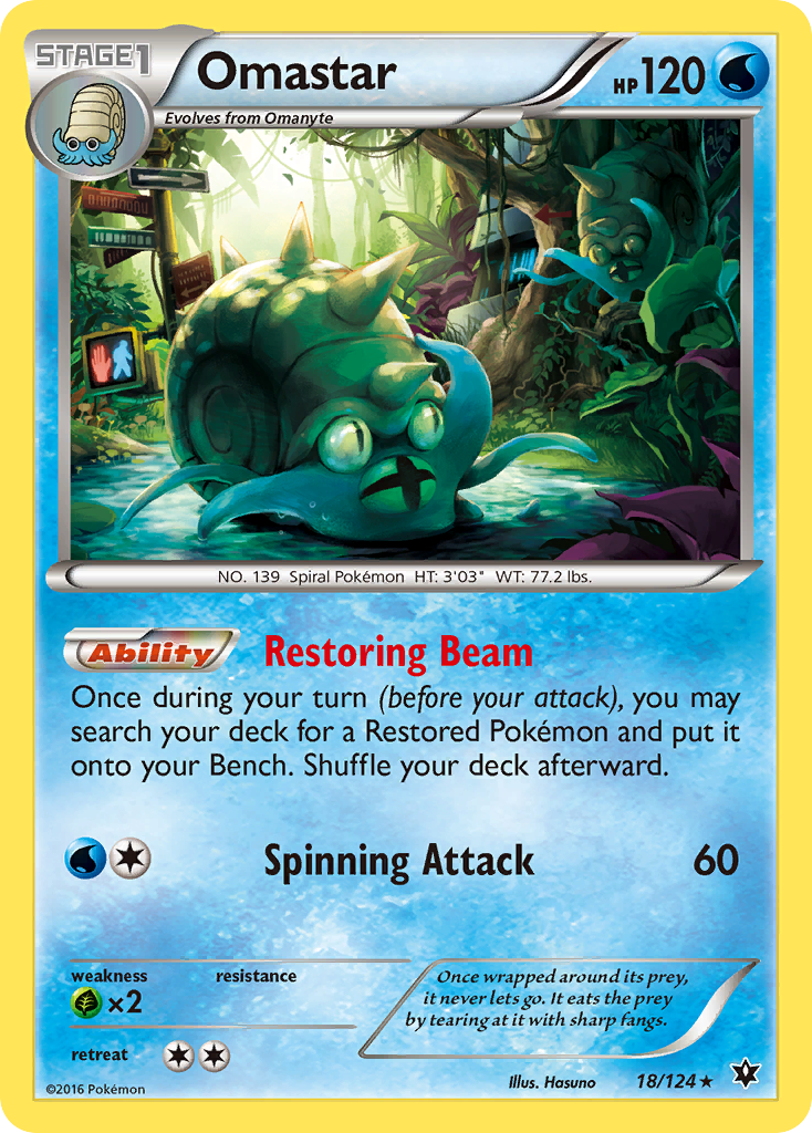 Omastar (18/124) - Fates Collide Pokémon Card