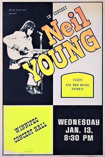 Neil Young Winnipeg Concert Hall 1971 Concert Poster