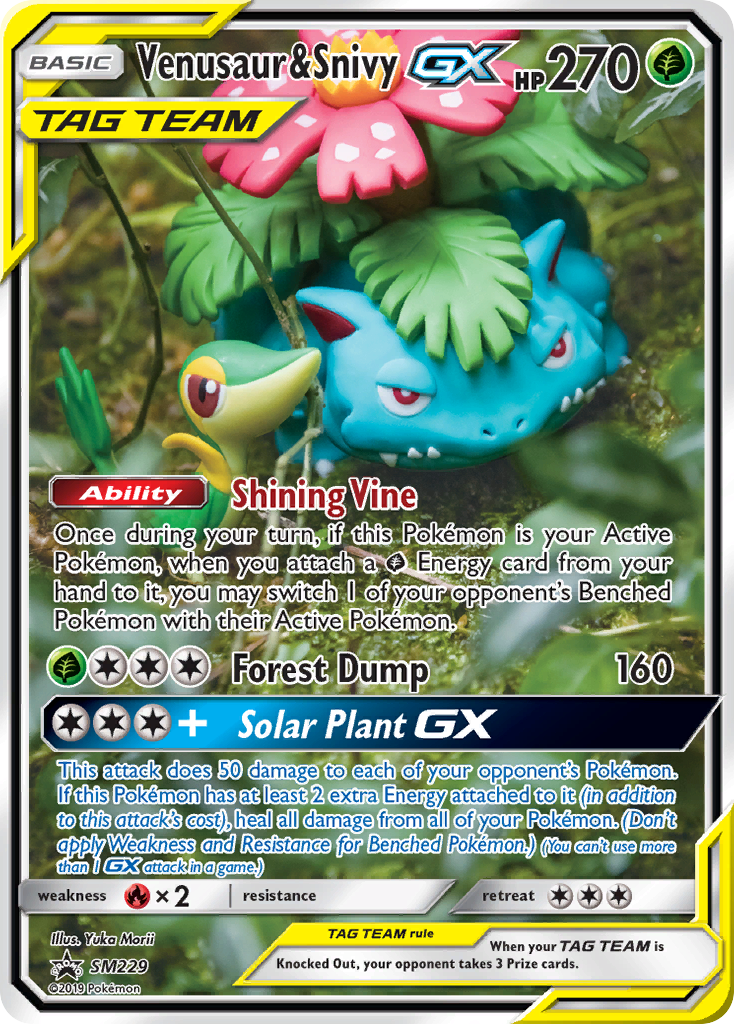 Venusaur & Snivy GX (SM229) - SM Black Star Promos Pokémon Card