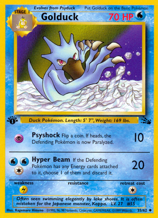 Golduck (35/62) - Fossil (1st Edition) Pokémon Card