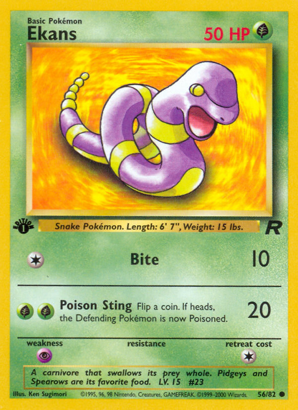 Ekans (56/82) - Team Rocket (1st Edition) Pokémon Card