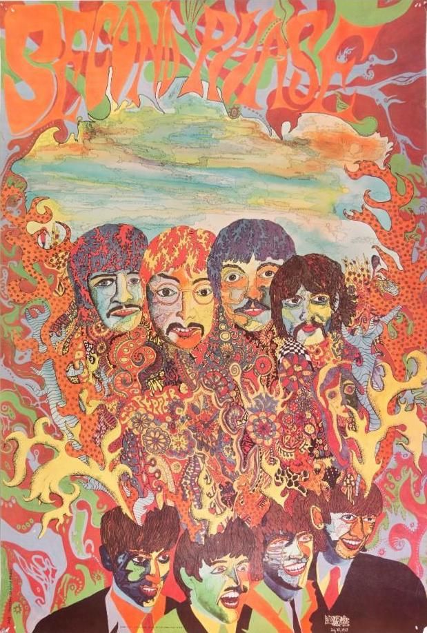 The Beatles Second Phase Headshop Poster 1968 Concert Poster
