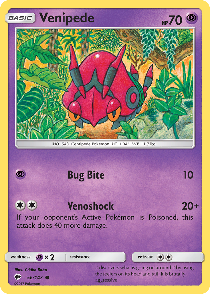 Venipede (56/147) - Burning Shadows Pokémon Card