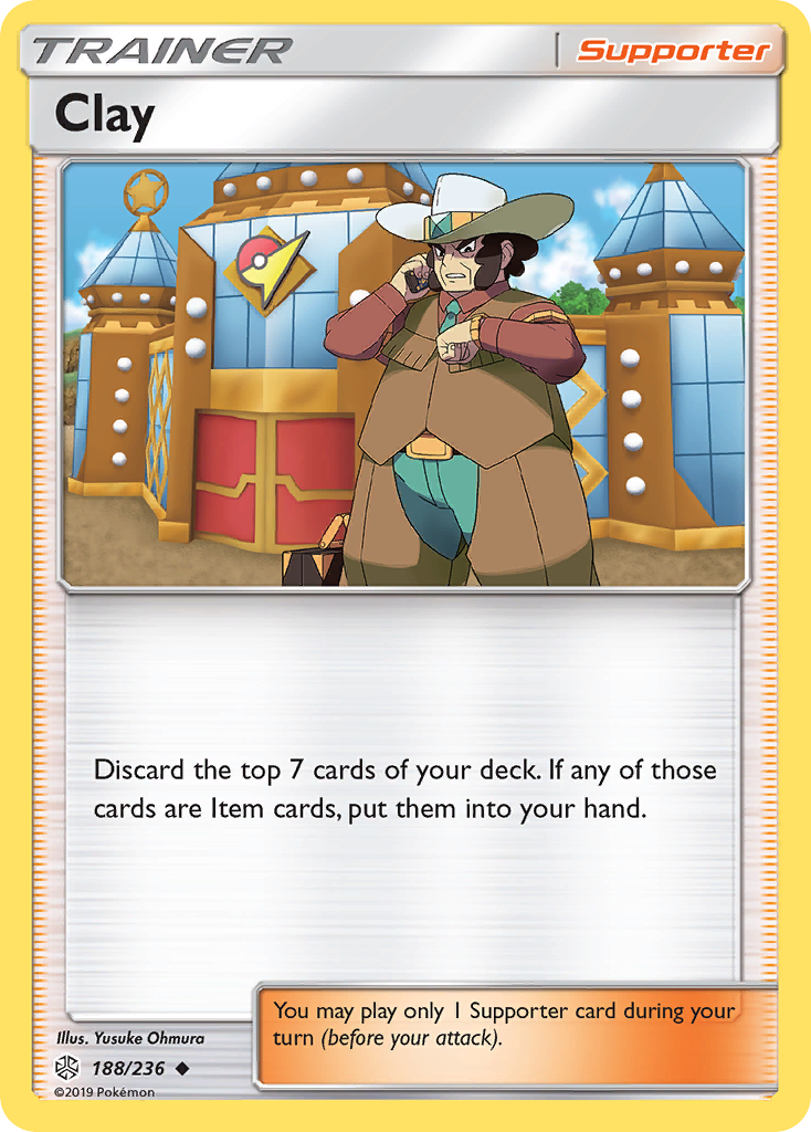 Clay (Trainer: Supporter) (188/236) - Cosmic Eclipse Pokémon Card