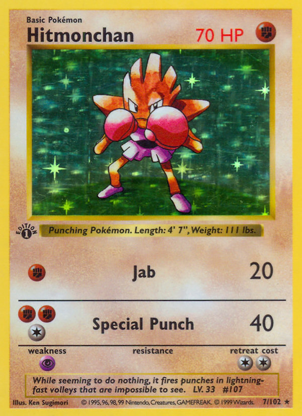 Hitmonchan (7/102) - Base (1st Edition) Pokémon Card