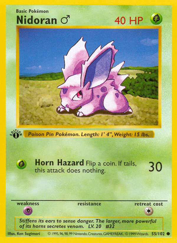 Nidoran ♂ (55/102) - Base (1st Edition) Pokémon Card