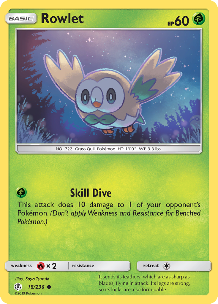 Rowlet (18/236) - Cosmic Eclipse Pokémon Card