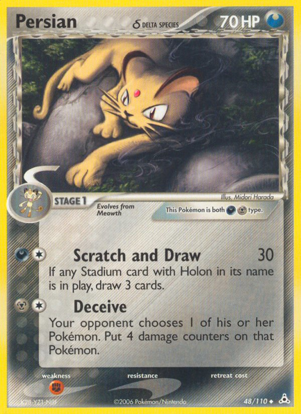 Persian δ (48/110) - Holon Phantoms Pokémon Card