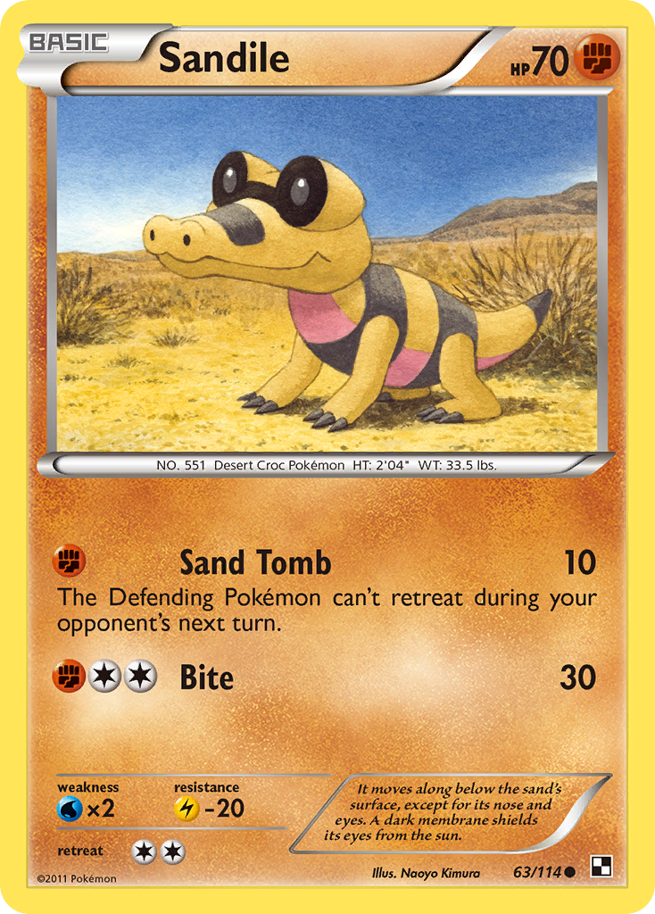 Sandile (63/114) - Black & White Pokémon Card