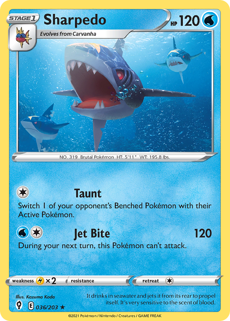 Sharpedo (36/203) - Evolving Skies Pokémon Card