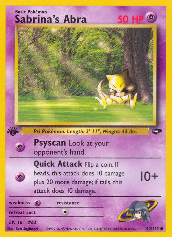 Sabrina's Abra (94/132) - Gym Challenge (1st Edition) Pokémon Card