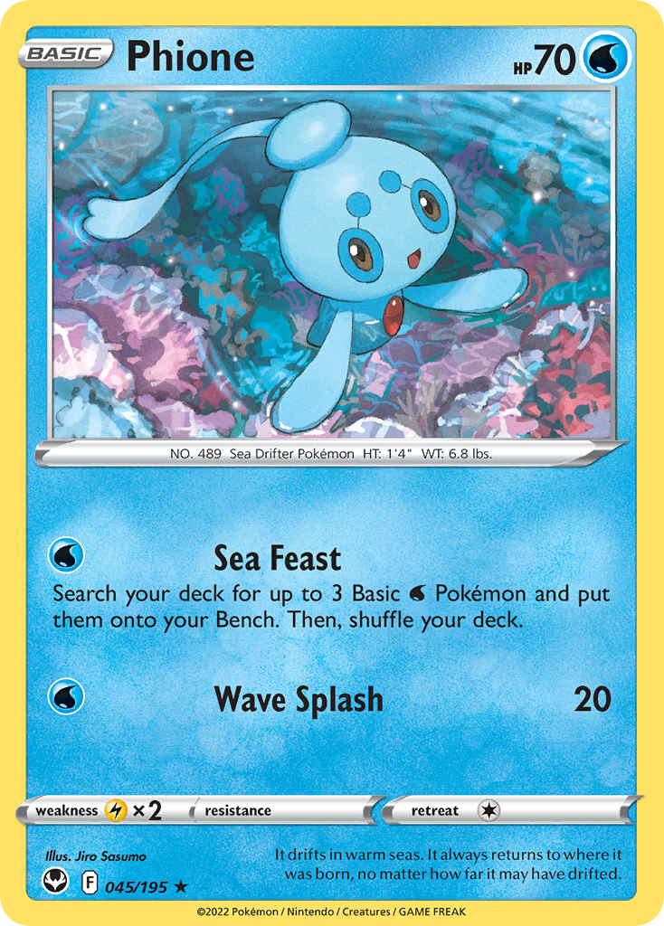 Phione (45/195) - Silver Tempest Pokémon Card