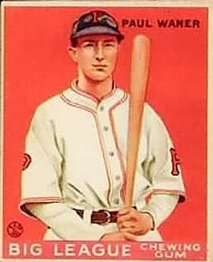 Paul Waner 1933 Goudey (R319) #25 Sports Card
