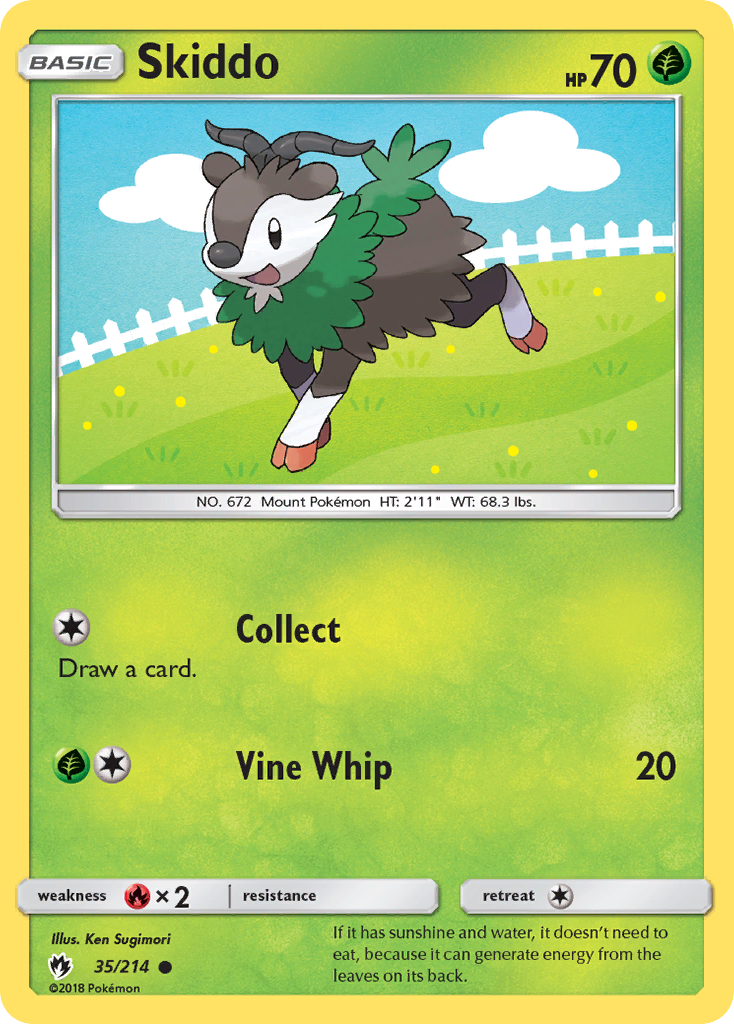 Skiddo (35/214) - Lost Thunder Pokémon Card