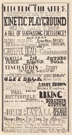 Led Zeppelin & Grateful Dead Electric Theatre 1969 Concert Poster