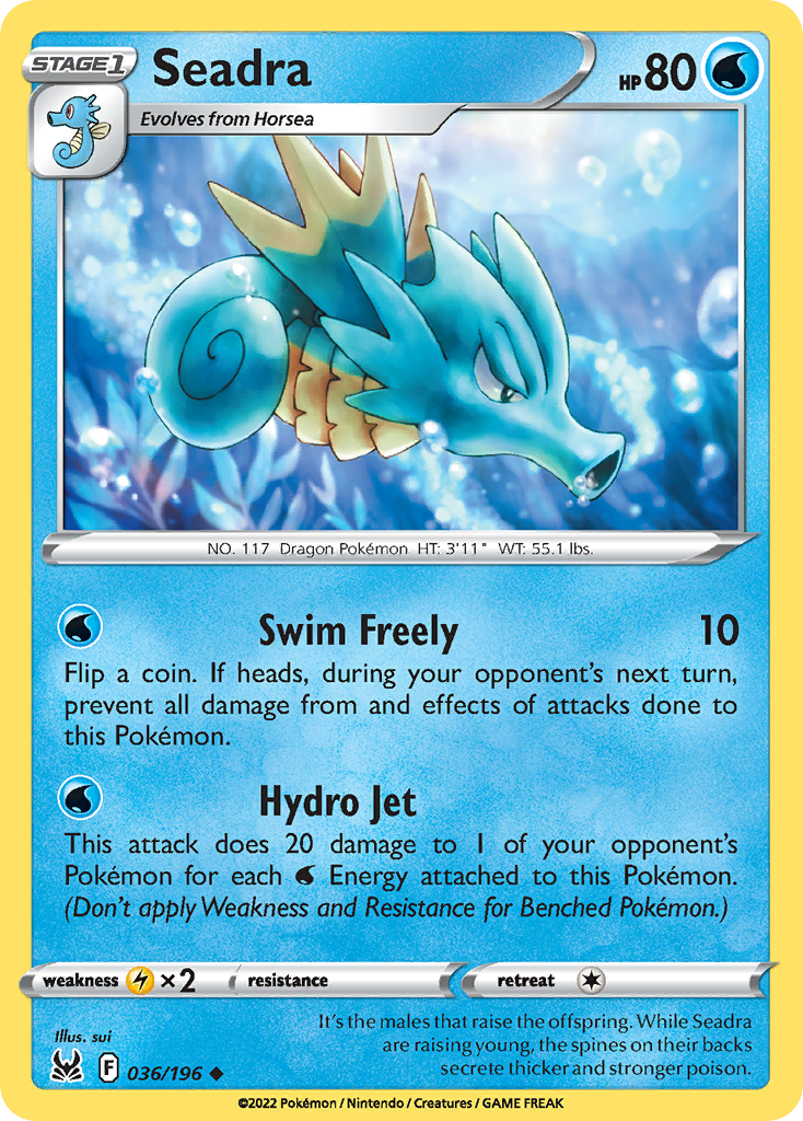 Seadra (36/196) - Lost Origin Pokémon Card