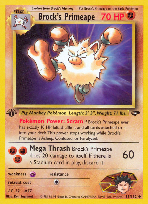 Brock's Primeape (35/132) - Gym Challenge (1st Edition) Pokémon Card