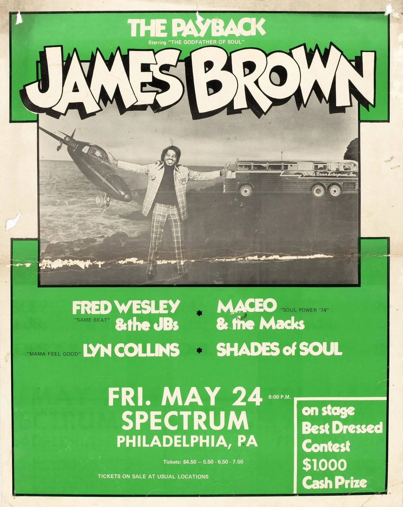 James Brown Spectrum 1974 Concert Poster
