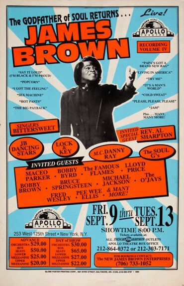 James Brown Apollo Theatre 1994 Concert Poster