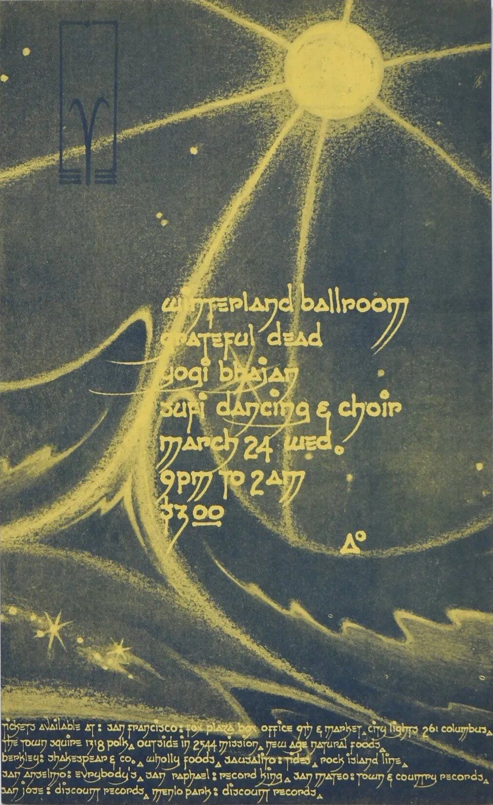 Grateful Dead Winterland Arena HANDBILL 1971 Concert Poster