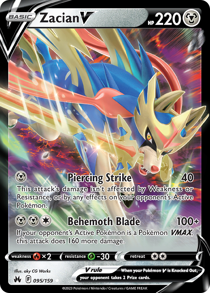 Zacian V (95/159) - Crown Zenith Pokémon Card