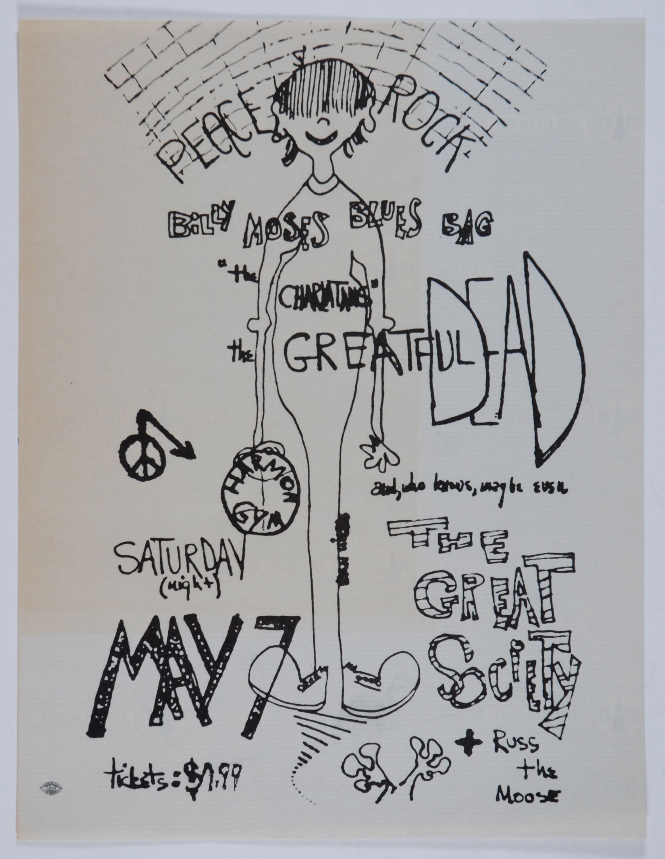 Grateful Dead Harmon Gymnasium "Peace Rock III" 1966 Concert Poster