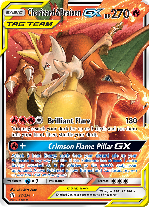 Charizard & Braixen GX (22/236) - Cosmic Eclipse