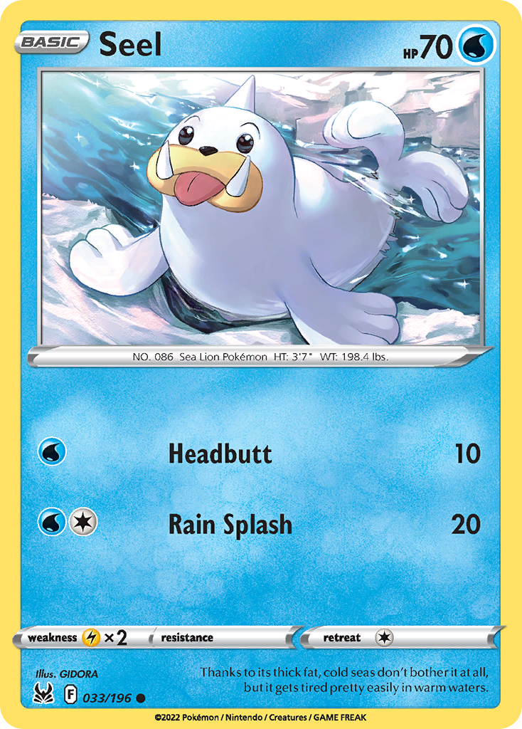 Seel (33/196) - Lost Origin Pokémon Card