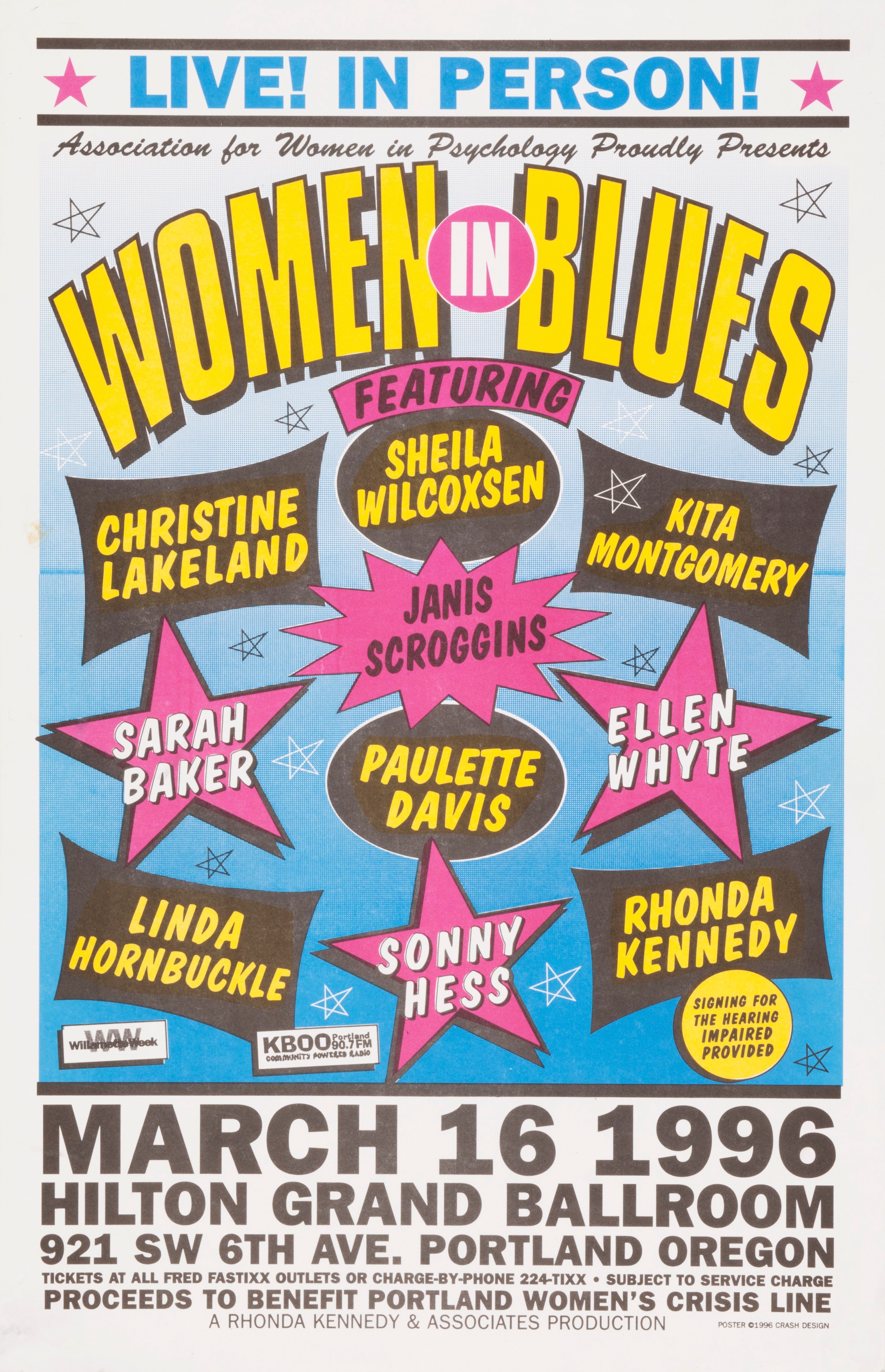 MXP-254.3 Women In Blues - Event 1996 Hilton Grand Ballroom  Mar 16 Concert Poster
